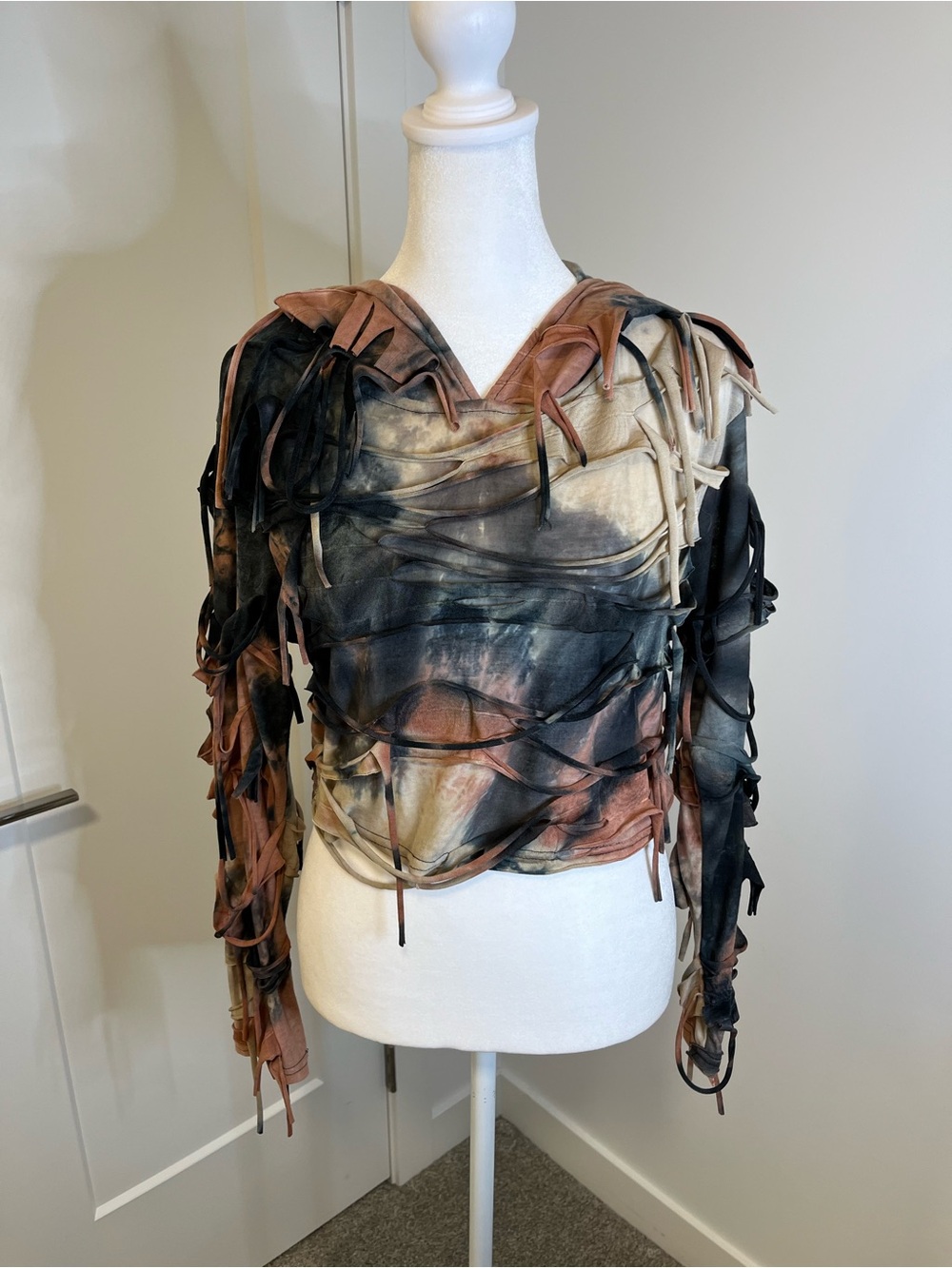 SHEIN Tie-Dye Crop Hooded Long Sleeve w/ Tassels - FREE SHIPPING on Bundles $85+